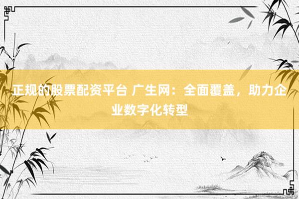 正规的股票配资平台 广生网：全面覆盖，助力企业数字化转型
