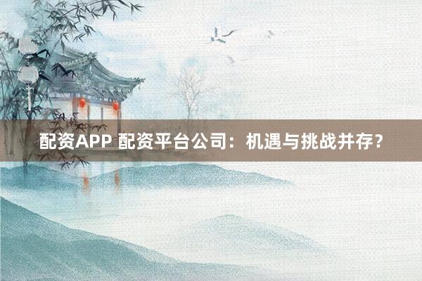 配资APP 配资平台公司：机遇与挑战并存？