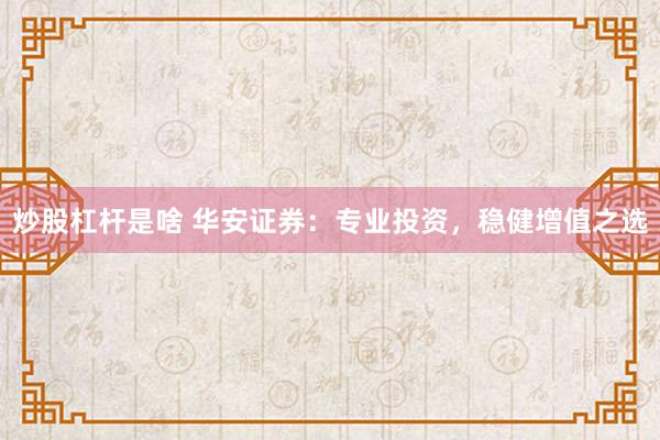 炒股杠杆是啥 华安证券：专业投资，稳健增值之选
