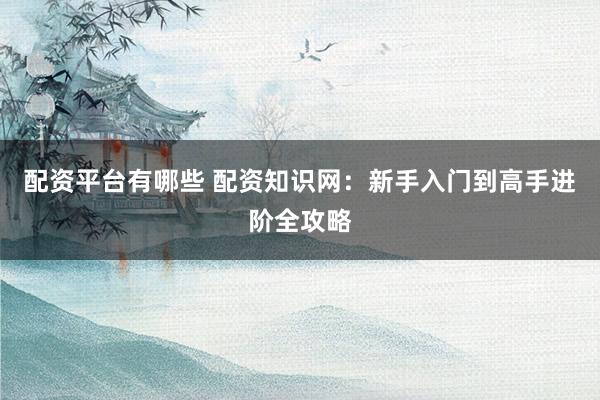 配资平台有哪些 配资知识网：新手入门到高手进阶全攻略