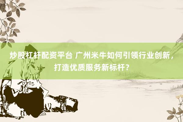 炒股杠杆配资平台 广州米牛如何引领行业创新，打造优质服务新标杆？
