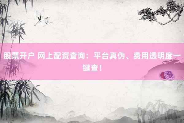 股票开户 网上配资查询：平台真伪、费用透明度一键查！
