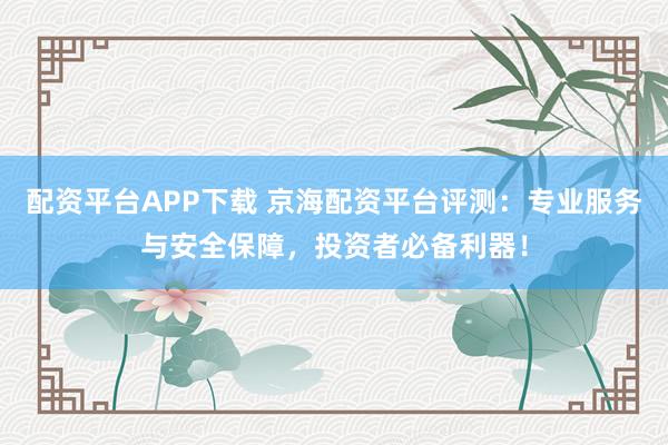 配资平台APP下载 京海配资平台评测：专业服务与安全保障，投资者必备利器！
