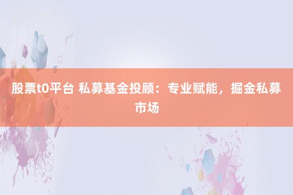 股票t0平台 私募基金投顾：专业赋能，掘金私募市场