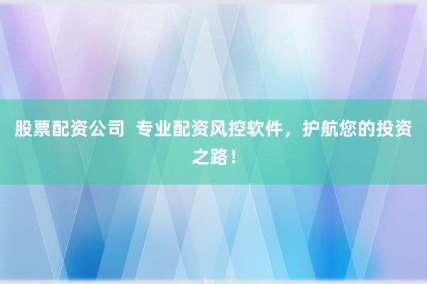 股票配资公司  专业配资风控软件，护航您的投资之路！
