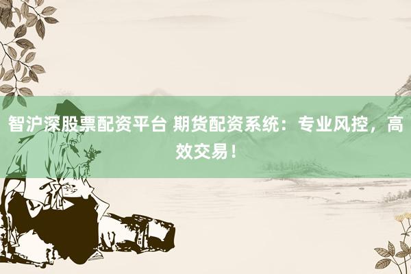 智沪深股票配资平台 期货配资系统：专业风控，高效交易！