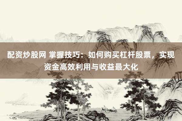 配资炒股网 掌握技巧：如何购买杠杆股票，实现资金高效利用与收益最大化