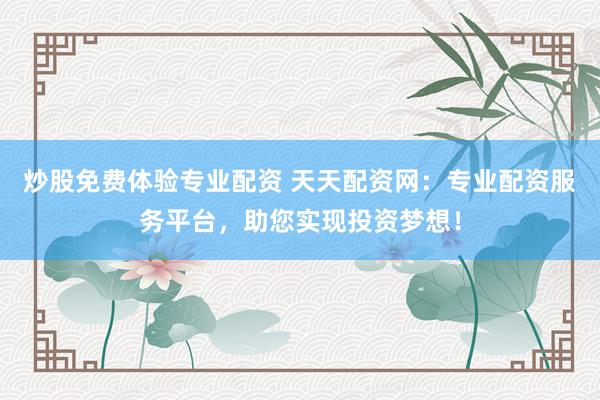炒股免费体验专业配资 天天配资网：专业配资服务平台，助您实现投资梦想！