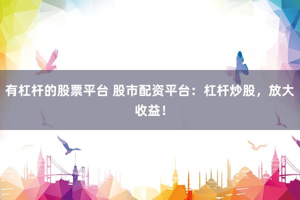 有杠杆的股票平台 股市配资平台：杠杆炒股，放大收益！