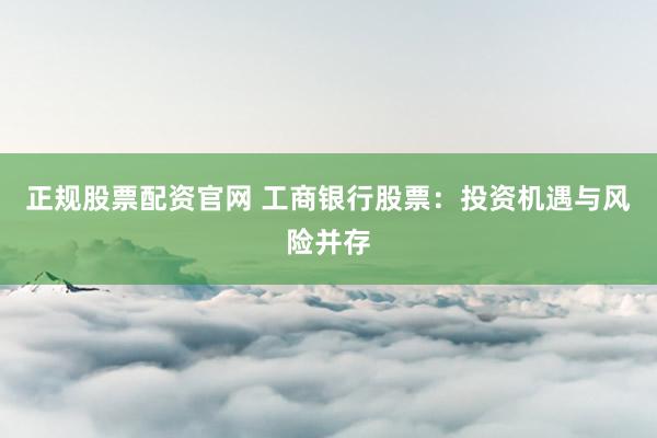 正规股票配资官网 工商银行股票:投资机遇与风险并存
