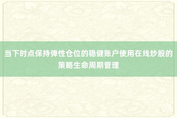 当下时点保持弹性仓位的稳健账户使用在线炒股的策略生命周期管理