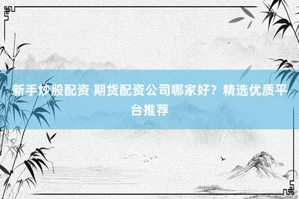 新手炒股配资 期货配资公司哪家好？精选优质平台推荐