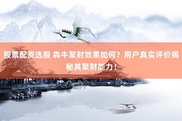 股票配资选股 犇牛聚财效果如何？用户真实评价揭秘其聚财能力！