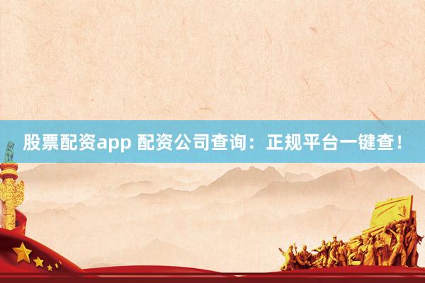股票配资app 配资公司查询：正规平台一键查！