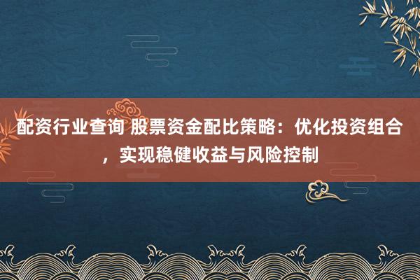 配资行业查询 股票资金配比策略：优化投资组合，实现稳健收益与风险控制